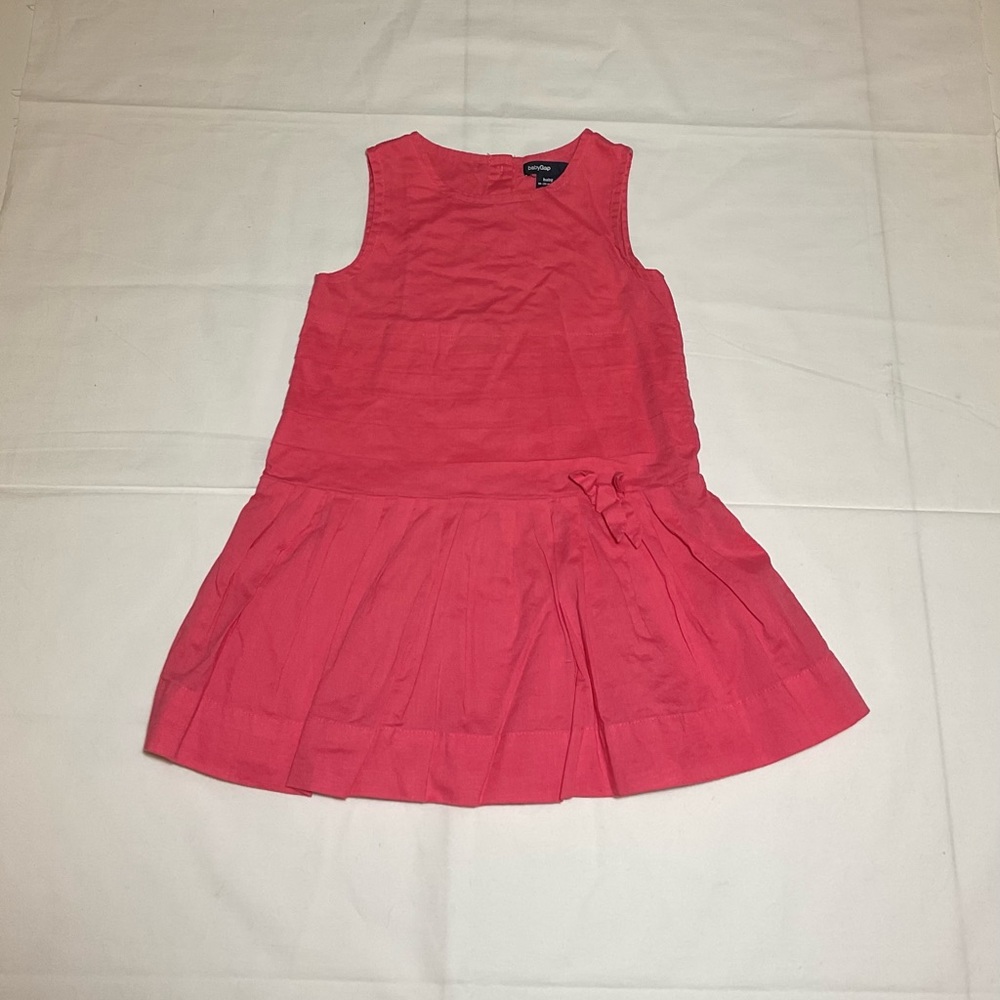 Baby Gap Girls 18-24 Months Coral Pink Sleeveless Drop Waist Cotton Dress